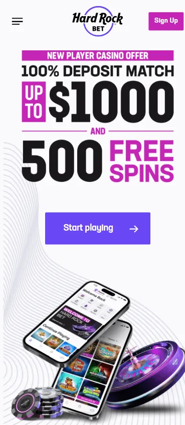 Rockbet Casino home screen on a mobile device